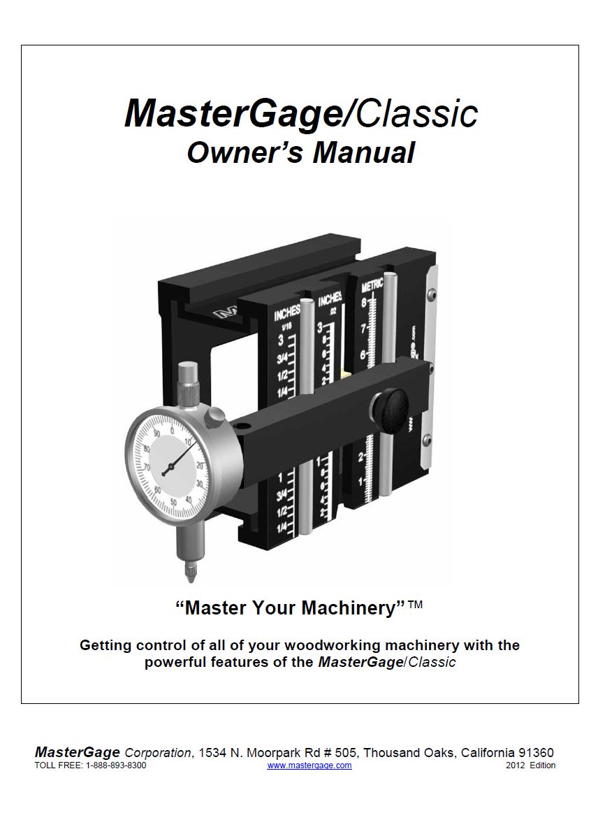 MasterGage Classic Manual Cover